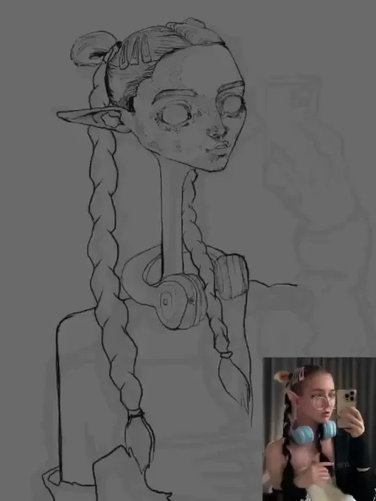 Geek elf girl digital drawing based on my photo and drawing timelapse part 6 