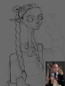 Geek elf girl digital drawing based on my photo and drawing timelapse part 6