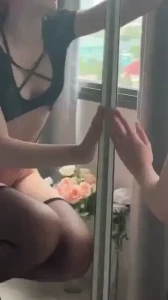Cleaning the mirror fyp tiktok video elf elfgirl booty skinny petite part 1