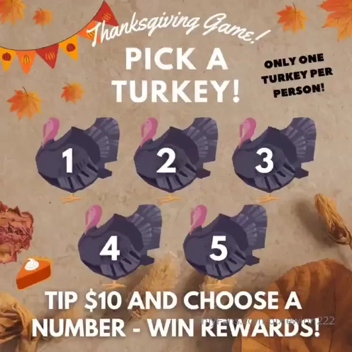 Uncover delightful surprises with every turkey select your number by 