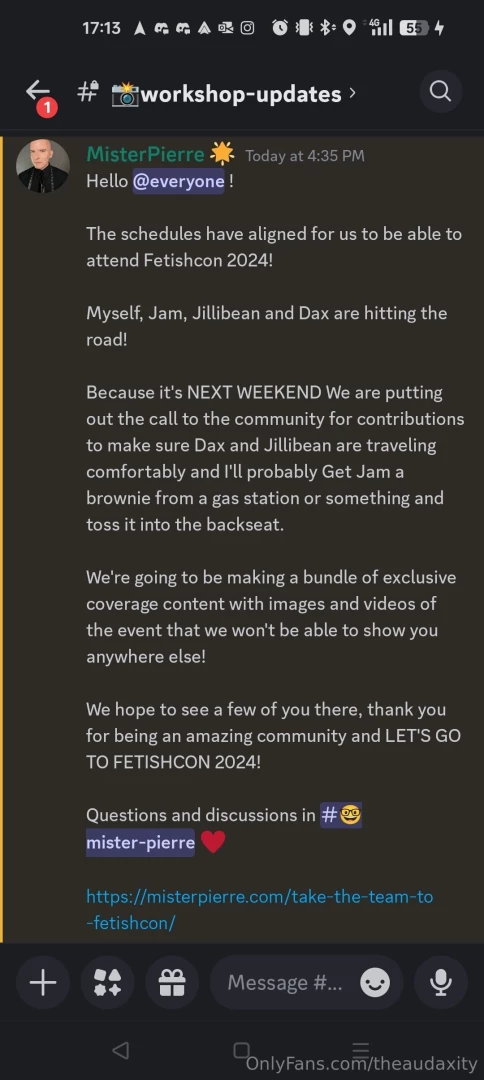 I m going to orlando next week and with luck we ll be attending fetish 