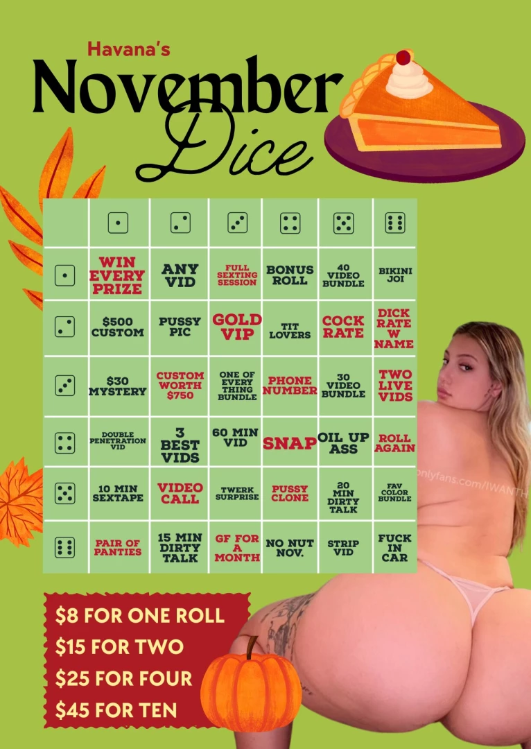 November is here win big all month every roll wins big i ll give you 