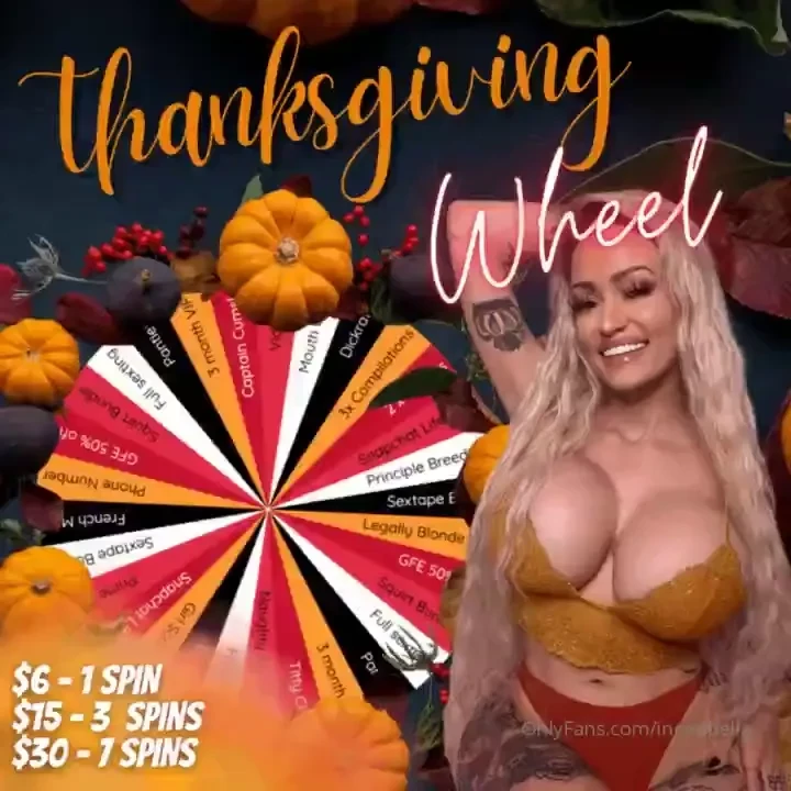 Thanks giving wheel half price wheel 6 for 1 spin 15 for 3 spins 30 