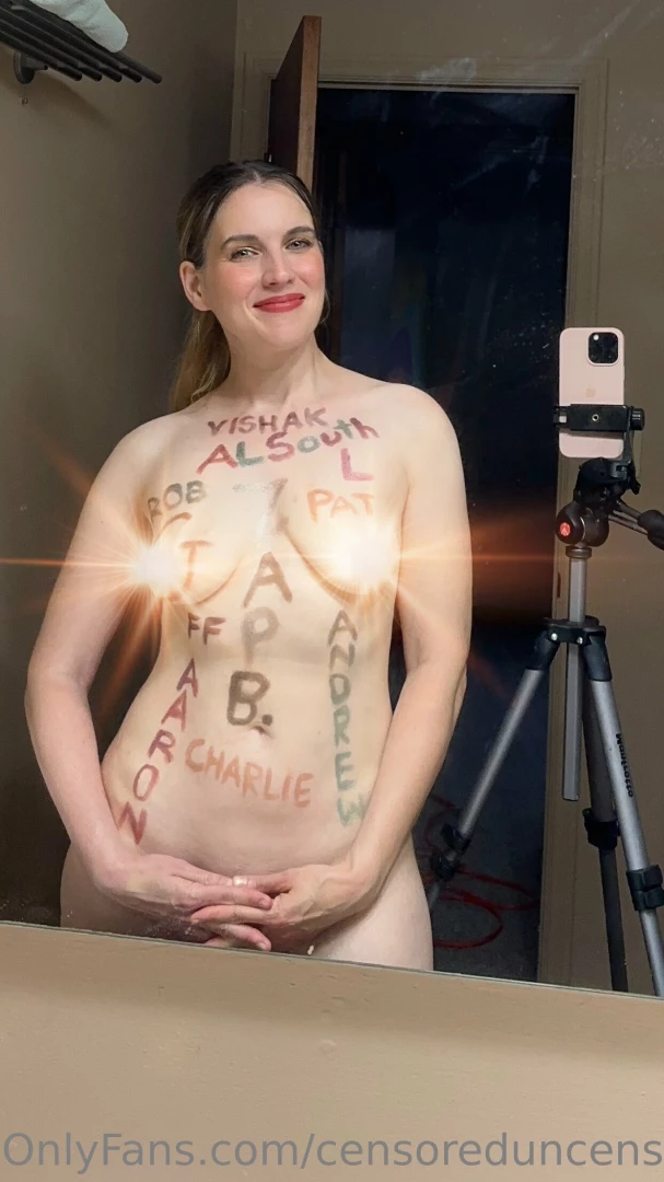Writing the names of fans who tipped me on my body sexy nude artistry 