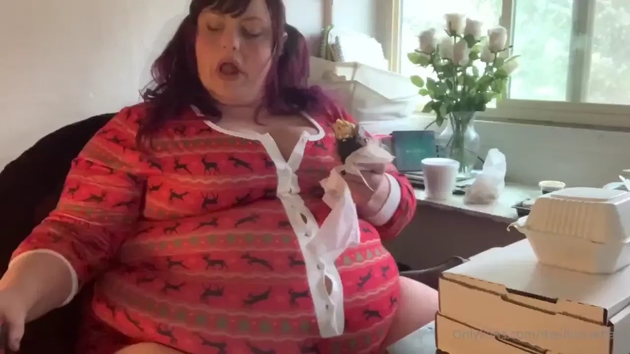 Xmas onesie stuffing come see me devour a big lunch and show off my 