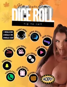 November dice roll tip to win some big prizes including a voice call