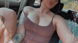 It is so hot waiting in the car even with the ac on the boobies had to