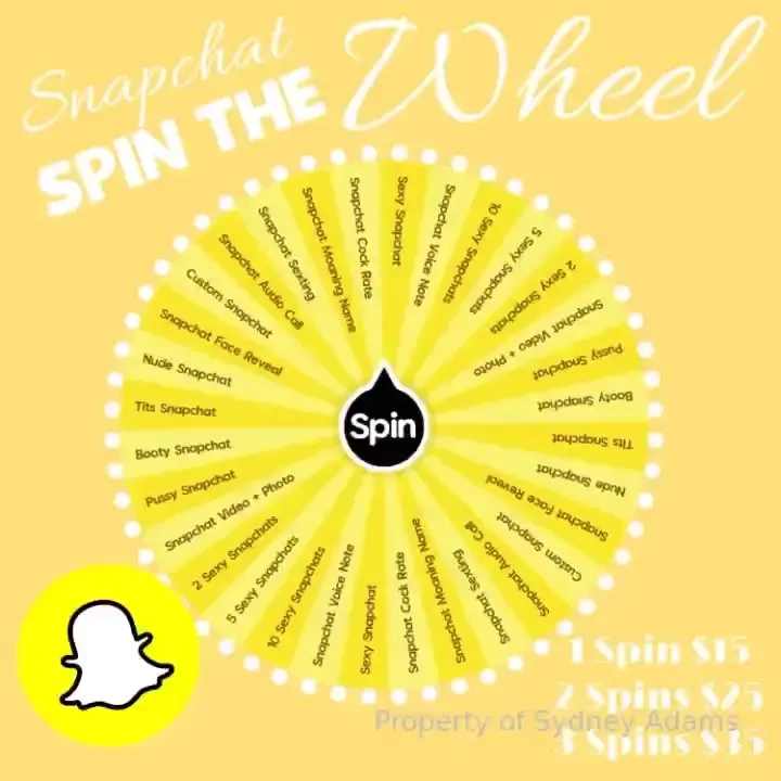 Snapchat wheel ready to get naughty on snapchat with me every spin is 