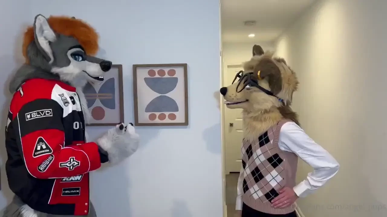 Angel helping the dumb wolf with his studies 