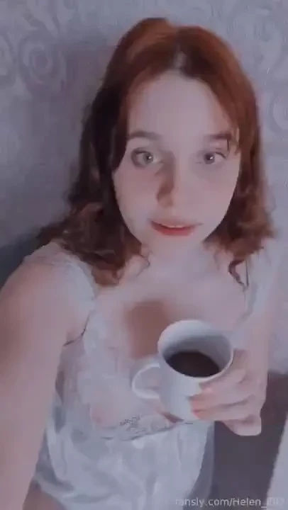 Drinking coffee on a wonderful sunny morning anime cute custom 