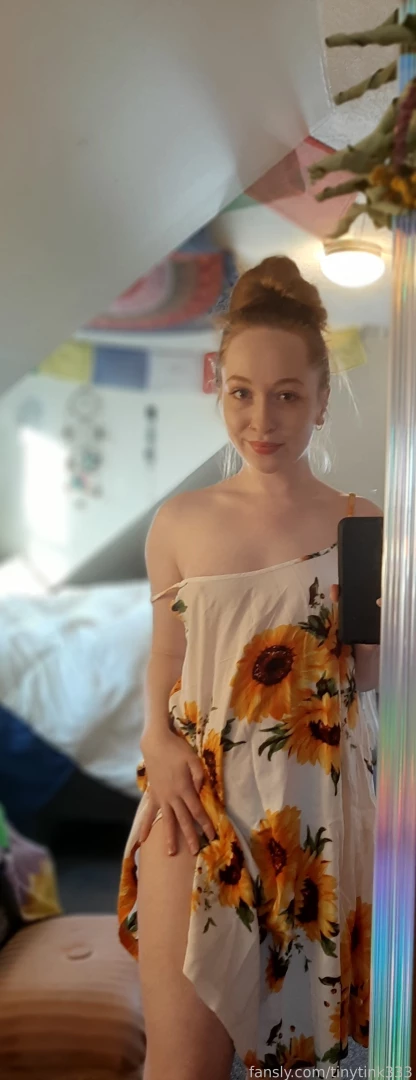 Fyp petite redhead ginger cute adorable sundress thick thighs braless 