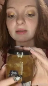 Trying honey with the comb it was yummy and so sweet redhead redhair part 1