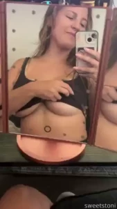 Got distracted doing my makeup boobs natural busty petite curvy