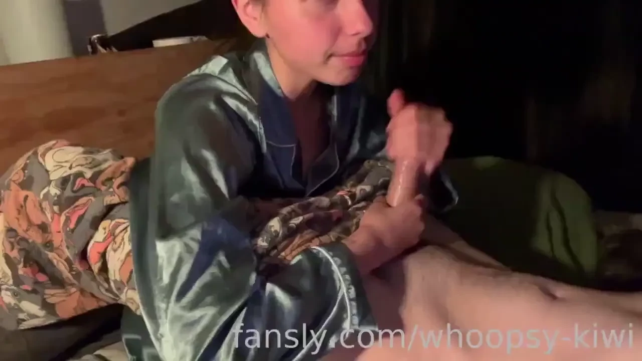 Sucking his hard cock playing with his balls and swallowing all his 