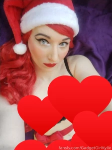 Just bra and panties with a gift bow and santa hat merry christmas part 2