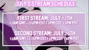 July s streaming schedule is out i will be live this saturday july