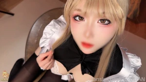 New drop maid housekeeping service 2 black silk knee socks maid part 6