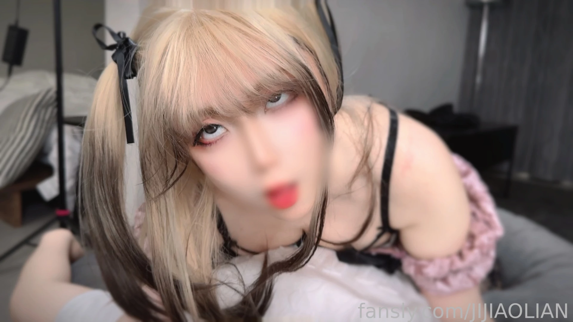 Fansly lo pink lolita skirt black lace stockings blonde cute girl s part 9 