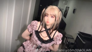 Fansly lo pink lolita skirt black lace stockings blonde cute girl s part 7