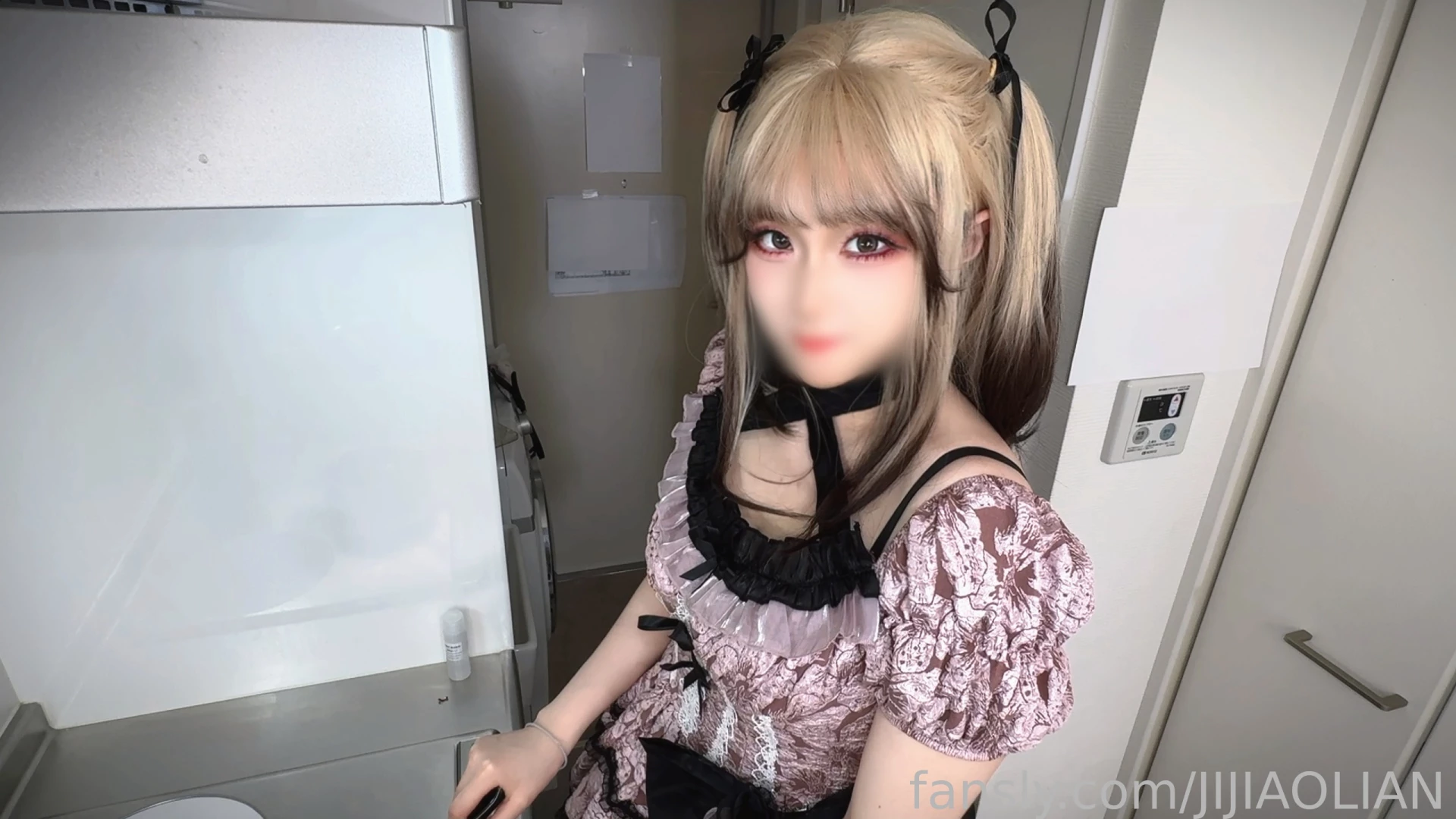 Fansly lo pink lolita skirt black lace stockings blonde cute girl s part 2 