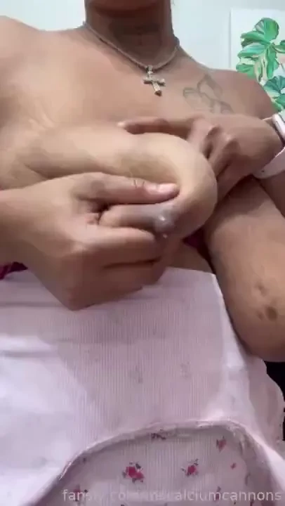 Mommy had to sneak away and get some relief by milking her huge tits 
