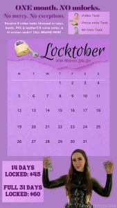It s locktober tomorrow tip now to secure your spot get your chastity