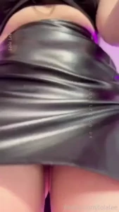 Look up my leather skirt daddy without any panties on