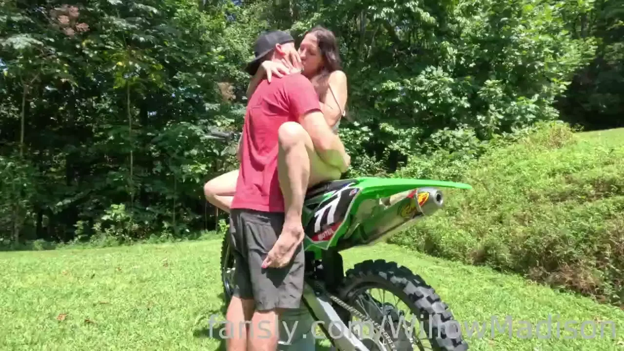 Kissing neighbor in public after letting me get on his dirt bike he 