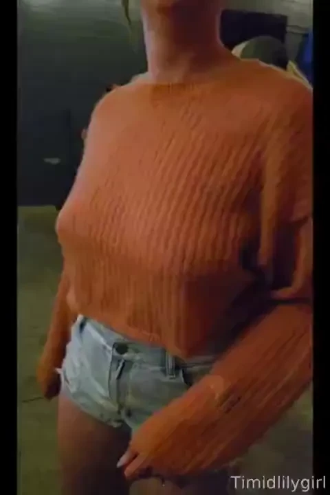 Public flashing braless boobs 
