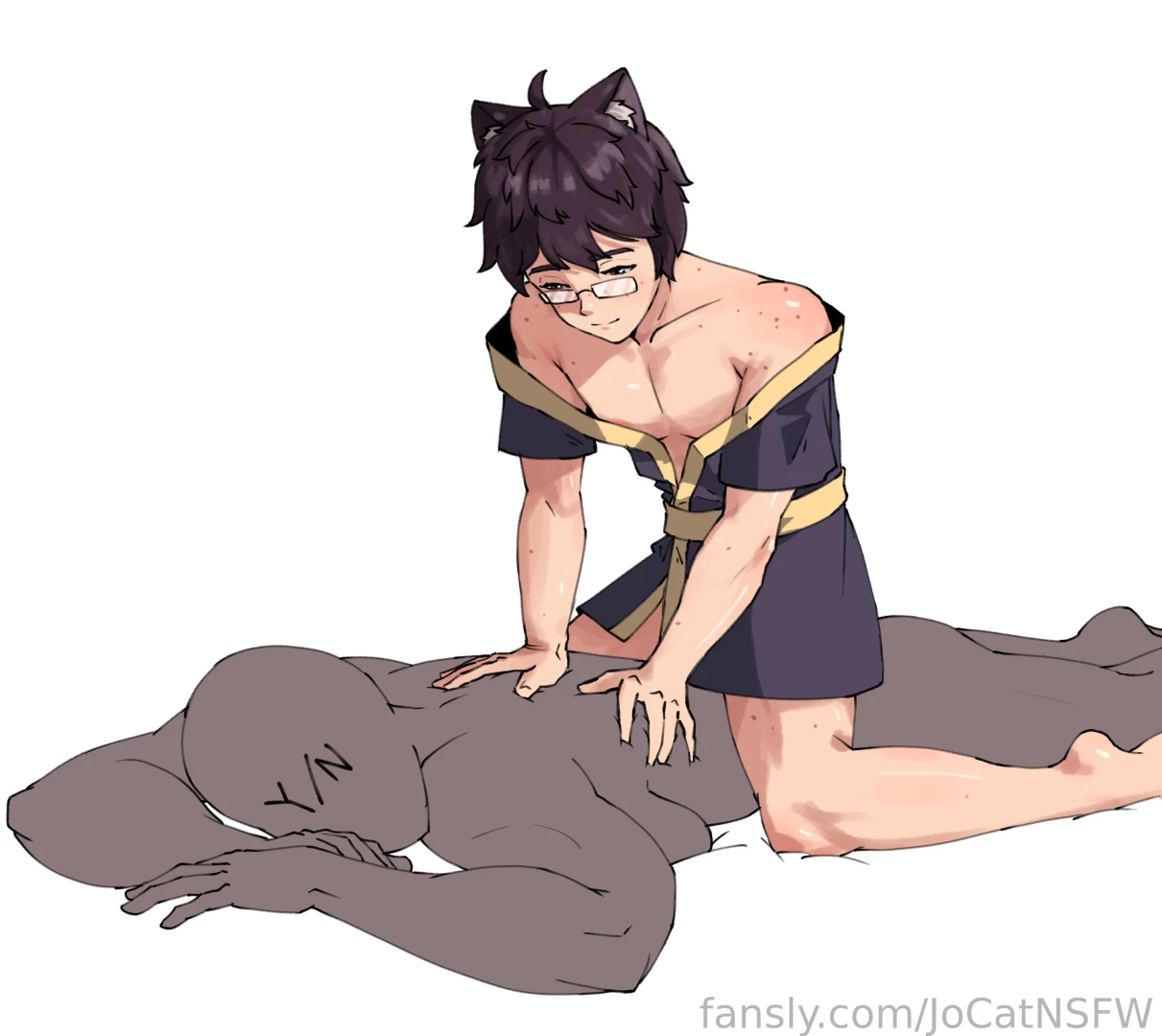 Jo gives a massage malesub fempov catboy art 
