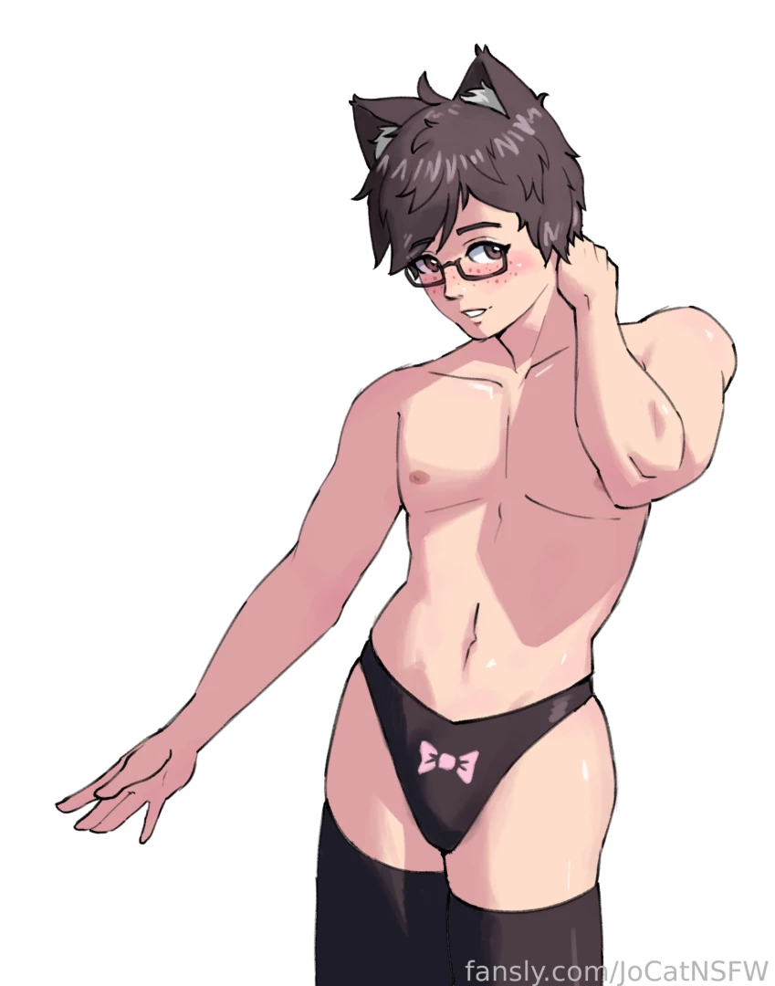 Crop top sweater shirtless version malesub catboy 