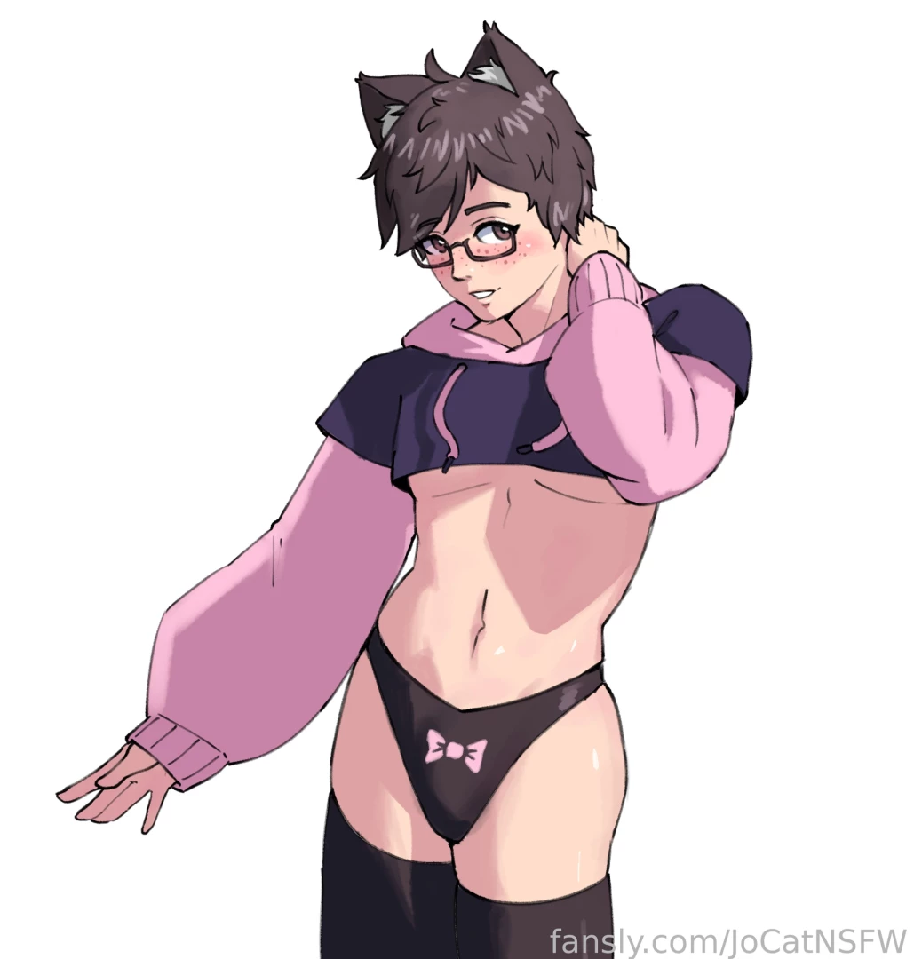 Crop top sweater shirtless version malesub catboy part 1 