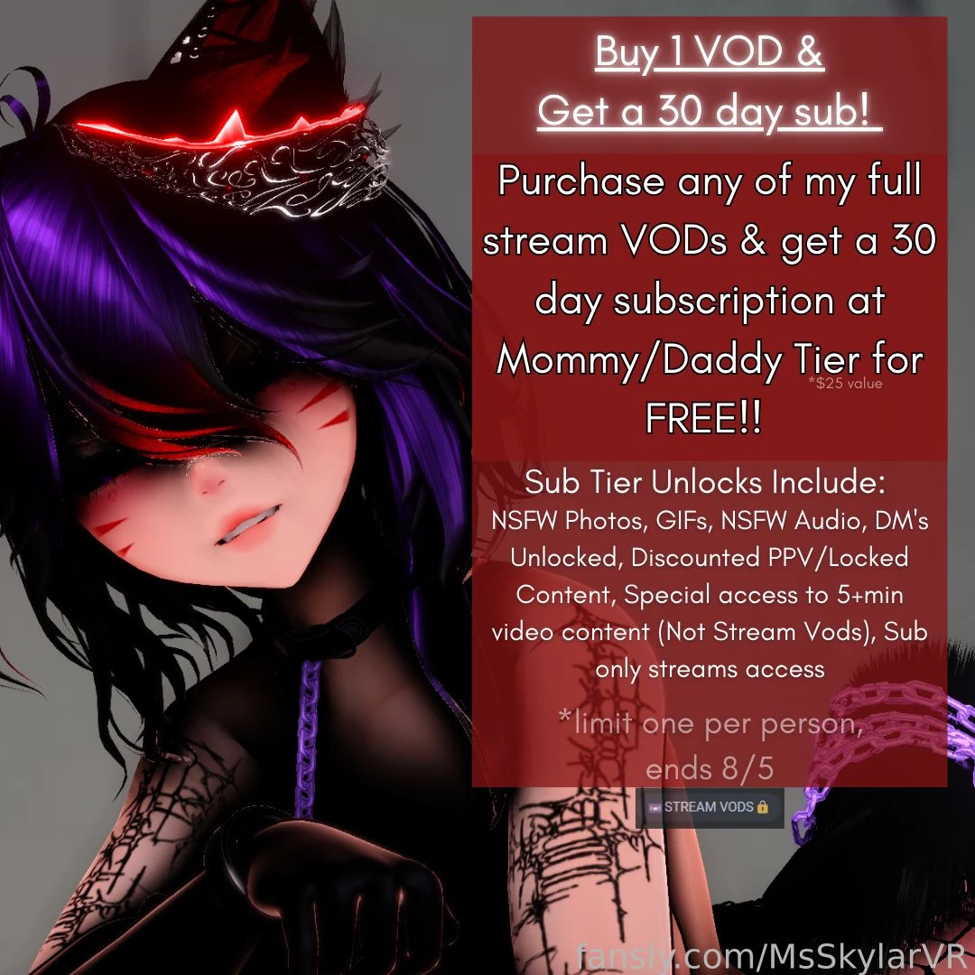 Buy 1 stream vod - get a 30 day sub for free amp 30 all my stream vods 