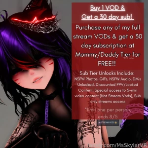 Buy 1 stream vod - get a 30 day sub for free amp 30 all my stream vods