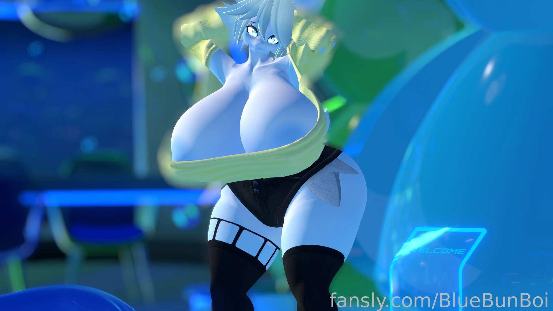 Bubbly office bunny showing off his bust in a totally not part 8 