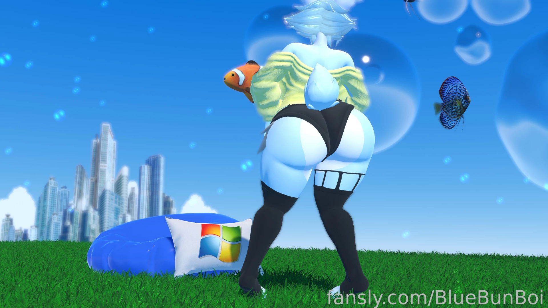 Bubbly office bunny showing off his bust in a totally not part 1 