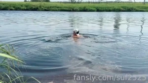 We relax in nature swim in the river sunbathe and then fuck right on