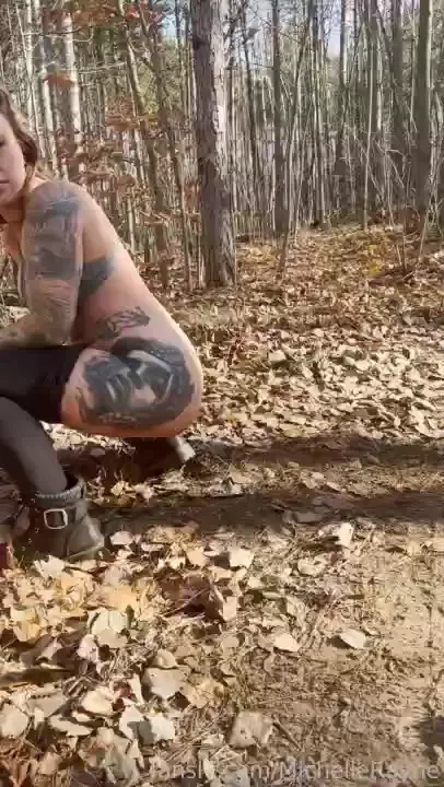 Peeing in the backwoods after squirting all over my jeep 