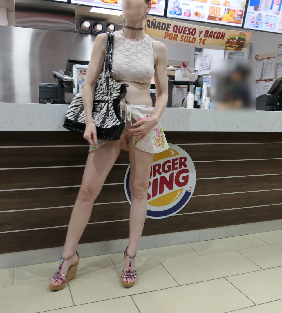 Quick flash at a fast food restaurant flashing publicflashing part 4 