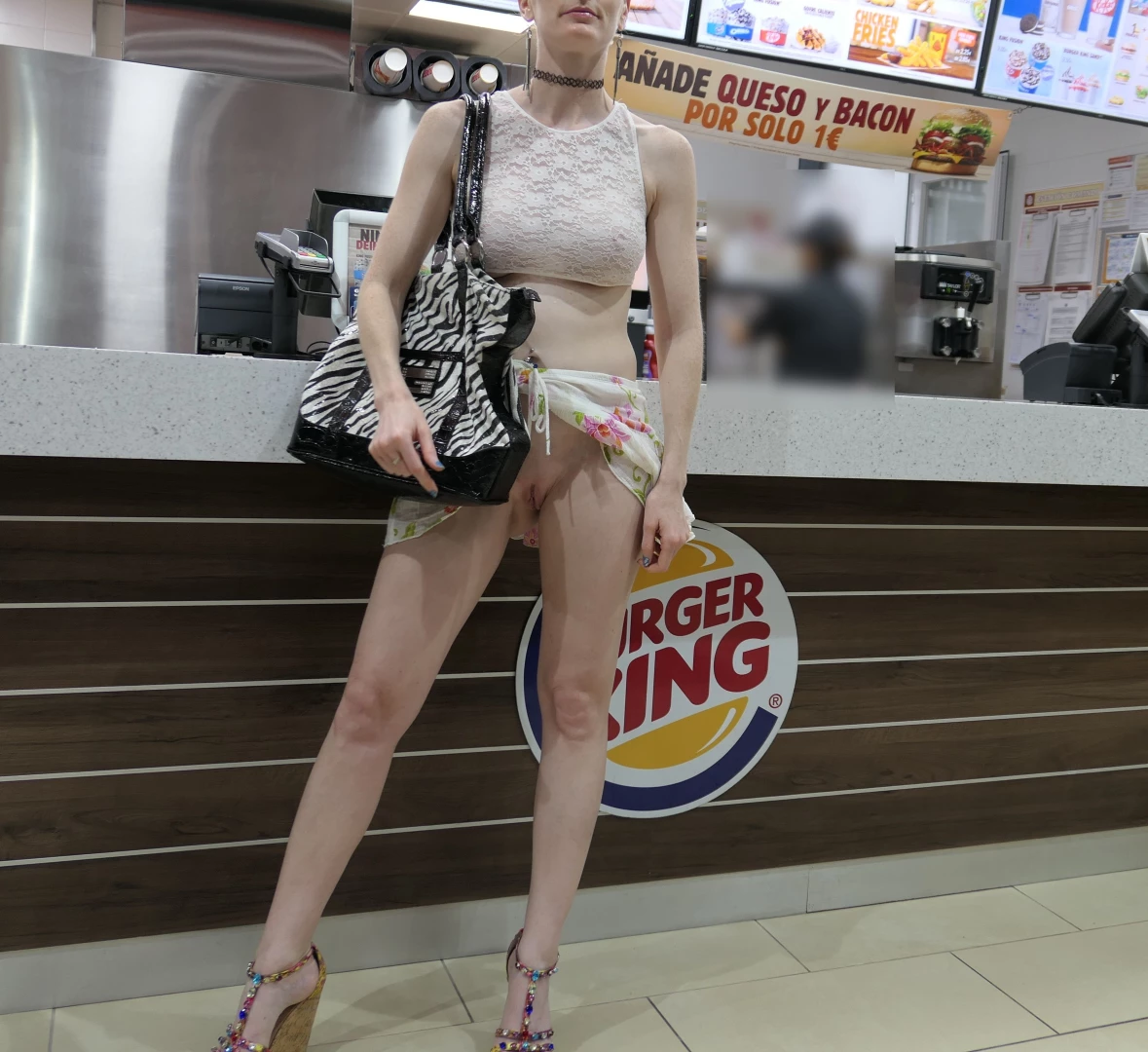 Quick flash at a fast food restaurant flashing publicflashing part 12 