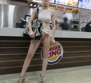 Quick flash at a fast food restaurant flashing publicflashing part 12