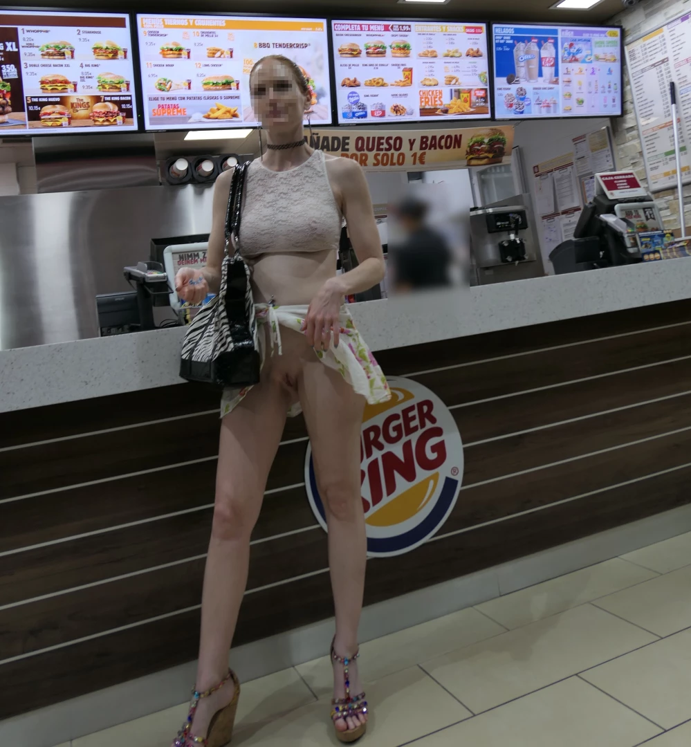 Quick flash at a fast food restaurant flashing publicflashing part 7 