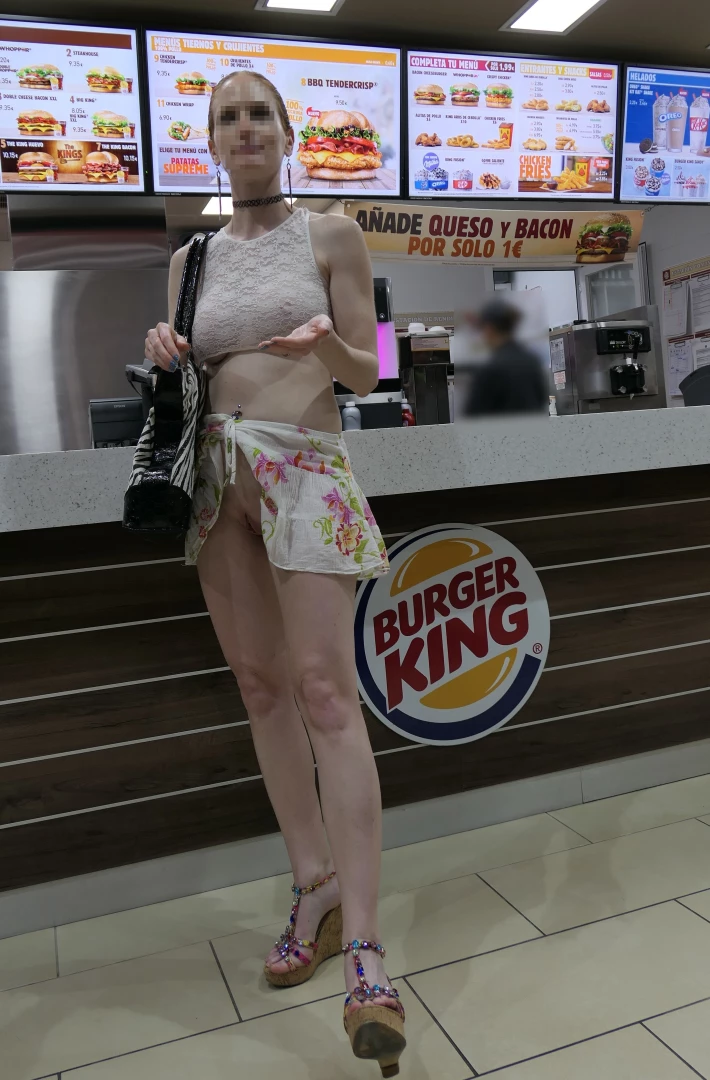 Quick flash at a fast food restaurant flashing publicflashing 