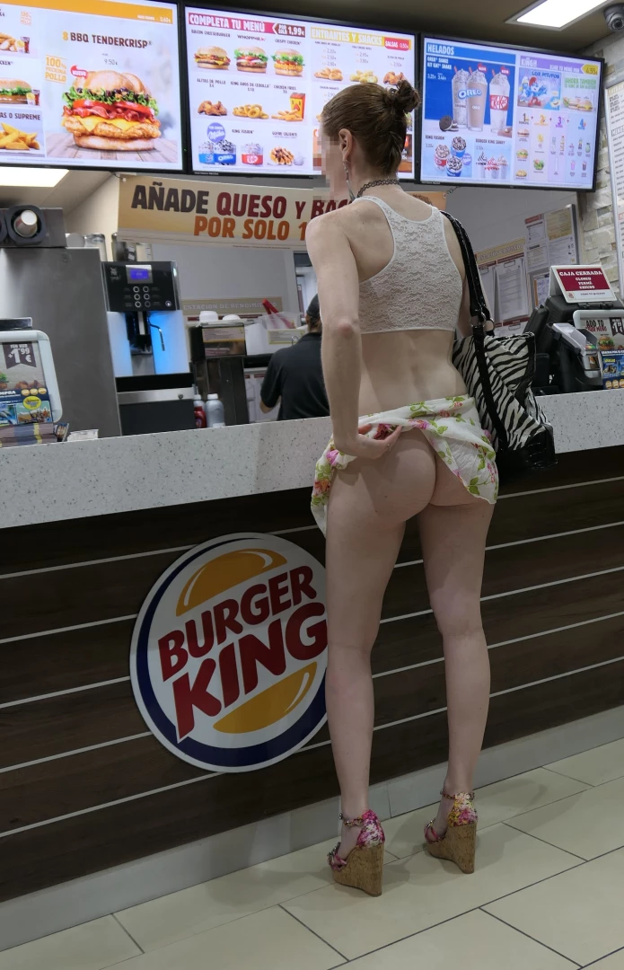 Quick flash at a fast food restaurant flashing publicflashing part 11 