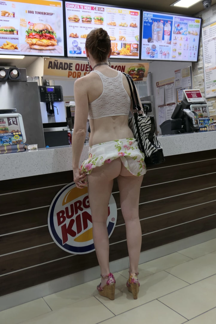 Quick flash at a fast food restaurant flashing publicflashing part 2 