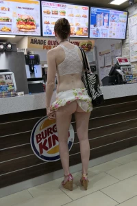 Quick flash at a fast food restaurant flashing publicflashing part 2
