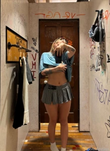 Sneak into the girls changing rooms with me and eat my butt blonde