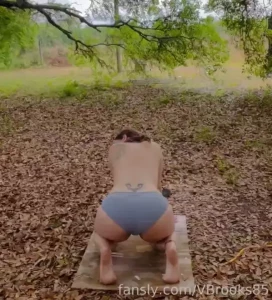 In the backyard with daddy and had to pee so he made me get down and