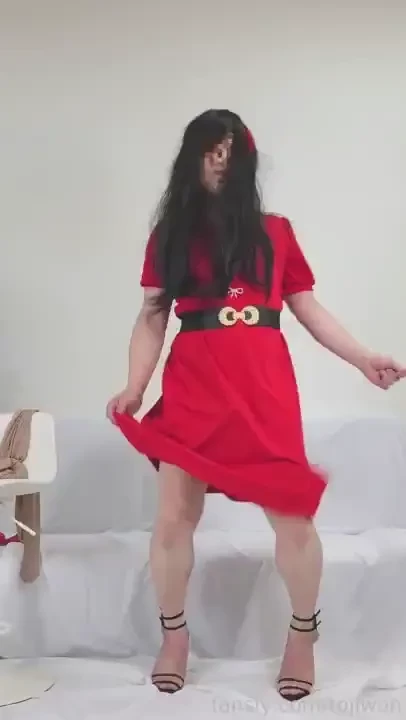 C83-part2 cross dresser - cross dressing in red dress youtubetitle part 8 