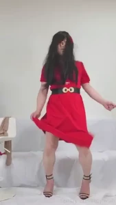 C83-part2 cross dresser - cross dressing in red dress youtubetitle part 8
